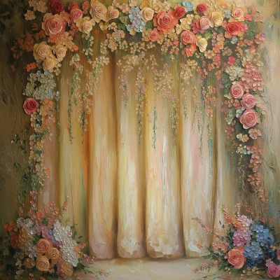 Floral Curtain Backdrop