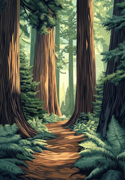 Muir Woods Vintage Travel Poster