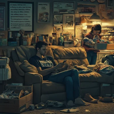 Messy Living Room Scene