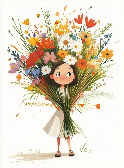 Little Girl with Bouquet