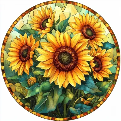 Sunflower Stained Glass Art