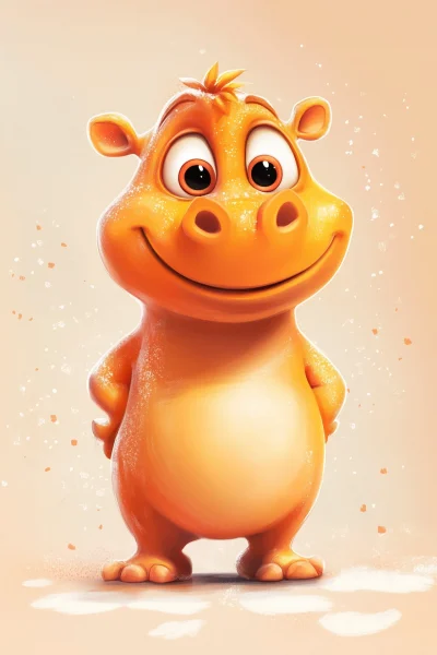 Charming Orange Hippo Mascot