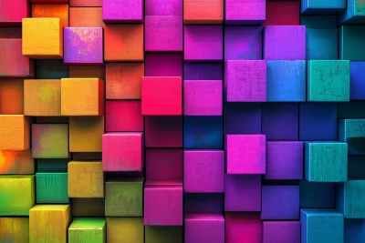 Neon Colored Digital Bricks