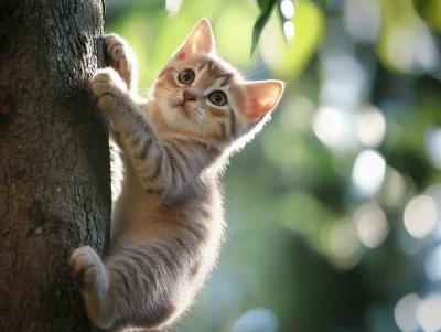 Cat Climbing a Tree