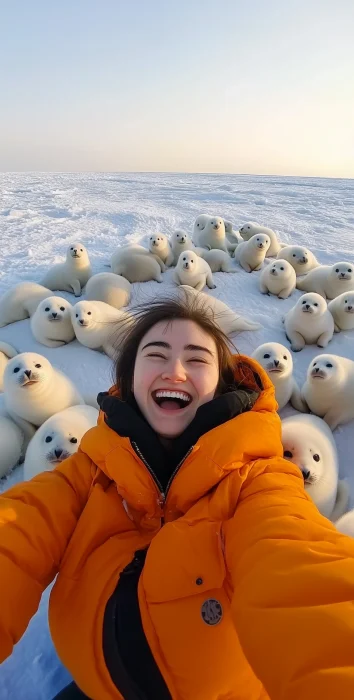 Woman with Baby Seals