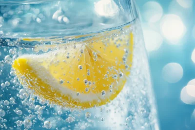 Lemon Wedge in Sparkling Water