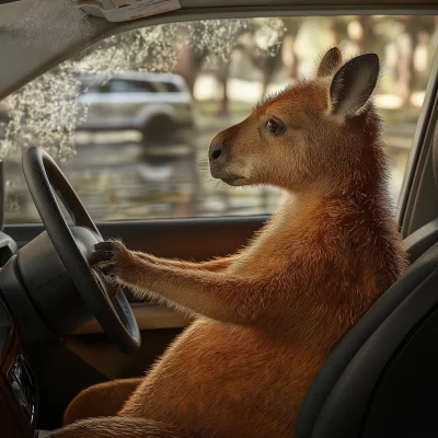 Tree Kangaroo in Driver’s Seat