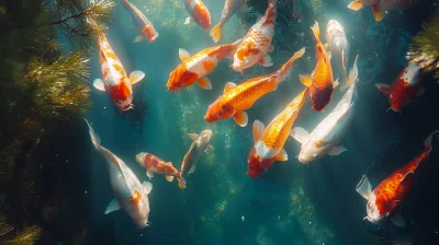 Colorful Koi Fish in a Pond