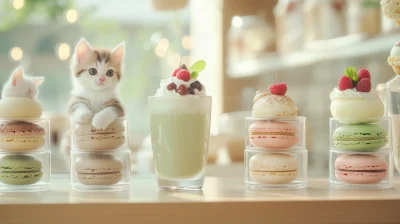 Kitten in a Stylish Cafe