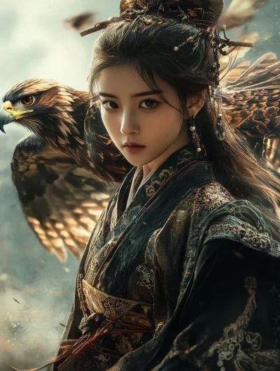 Chinese Woman with Eagle