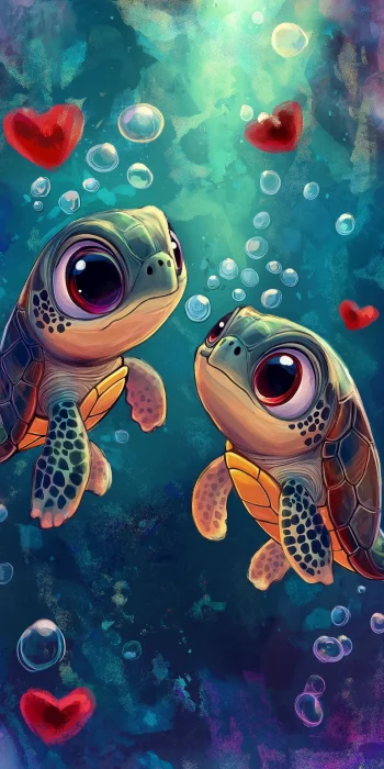 Cute Baby Turtles in Love