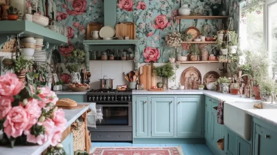 Floral Cottagecore Kitchen Collage