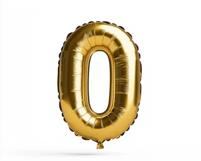 Gold Number Zero Balloon