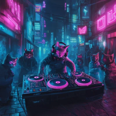 Neon DJ Kittens