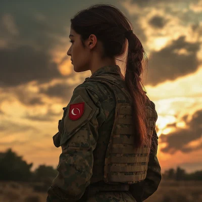 Empowered Soldier at Sunset