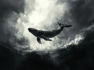 Whale Jumping in Ocean