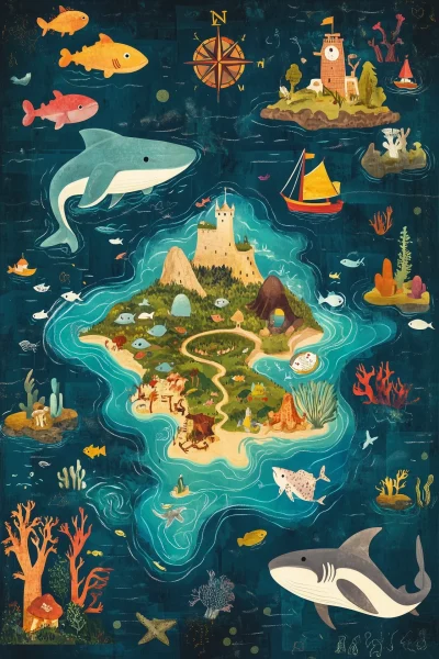 Whimsical Nautical Map