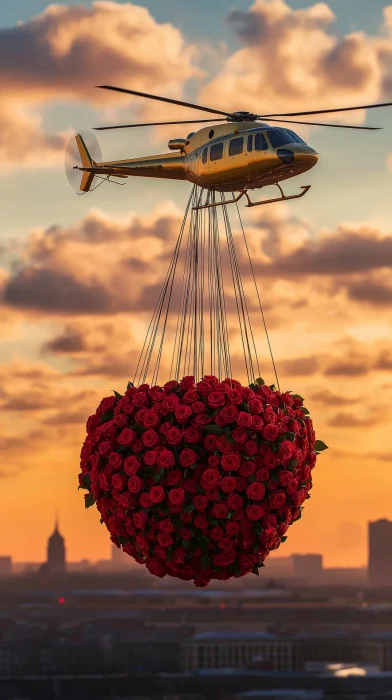 Golden Helicopter with Roses