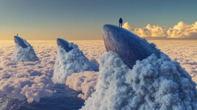 Lone Traveler Among Whales