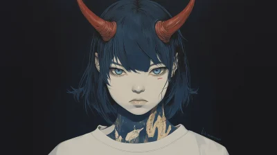 Minimalist Anime Demon