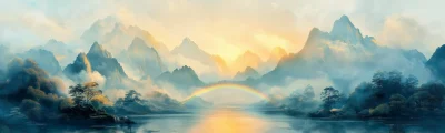 Rainbow Over Mountains