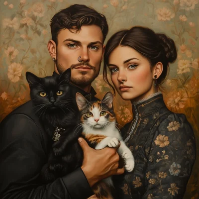 Victorian Painting with Pets