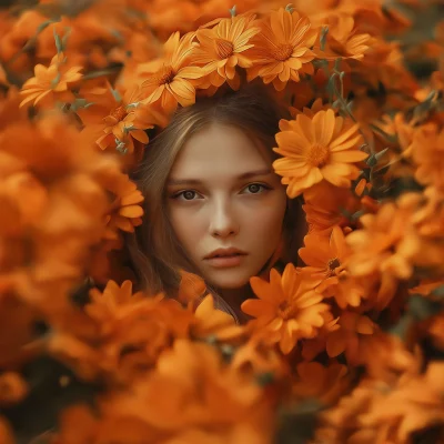 Portrait of a Girl with Orange Flowers