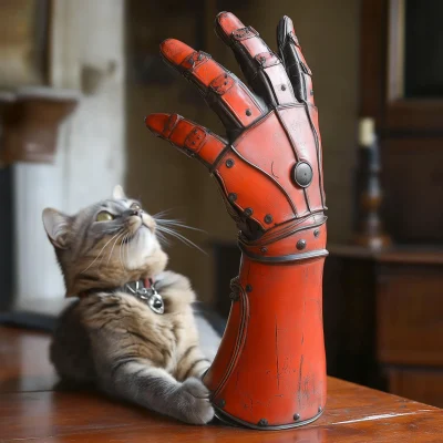 Orange Metal Gauntlet for a Cat