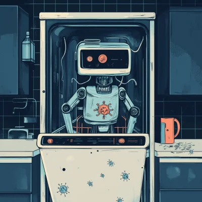 Dishwasher Robot Illustration