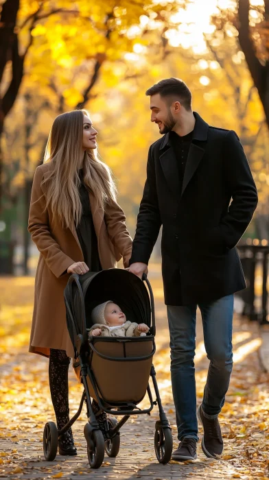 Young Couple in Autumn Park