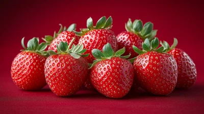 Strawberries on Red