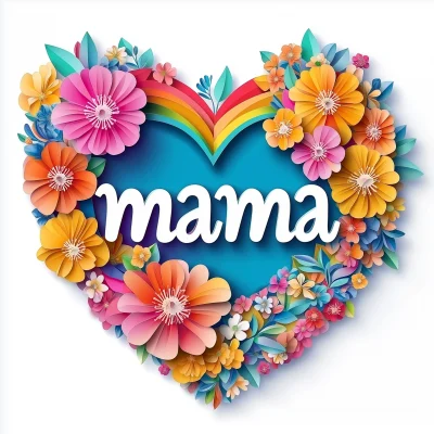 Colorful Rainbow Heart Mama Clipart