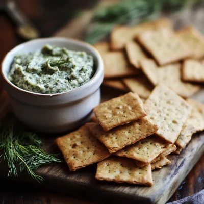 Savory Dill Spread on Thin Rye Crackers