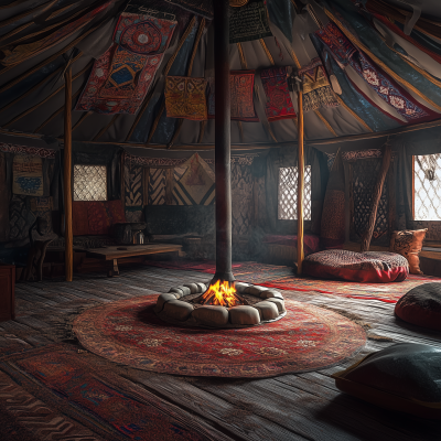 Winter Inside a Mongolian Yurt