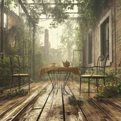 Rainy Day in a Forest House