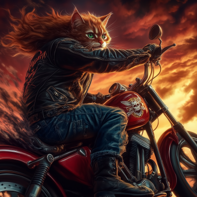 Tough Kitten on a Motorcycle