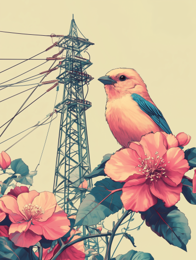 Electric Tower and Nature