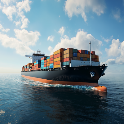Cargo Ship at Sea