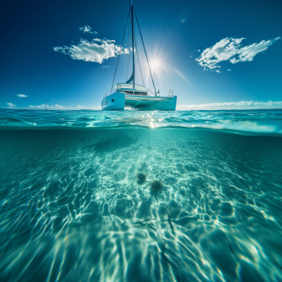 Sleek Catamaran on Water