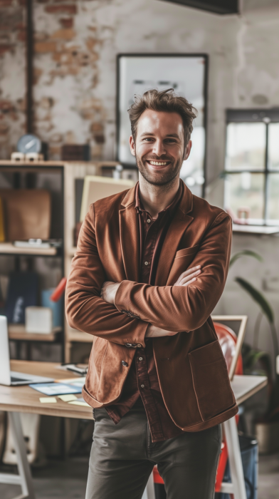 Confident Man in Modern Space