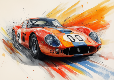 Ferrari 250 GTO on Colorful Stripes