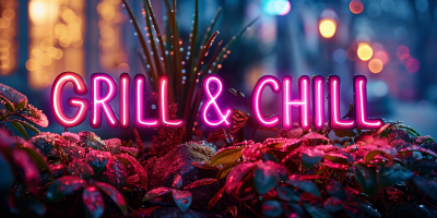 Grill and Chill Typography Poster