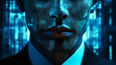 Corporate Man in Matrix Background