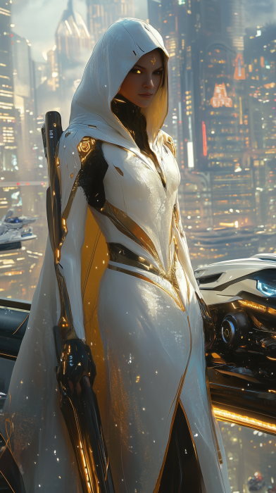 Futuristic Rebel on Bridge