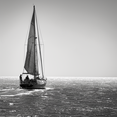 Sailing Boat in Black and White