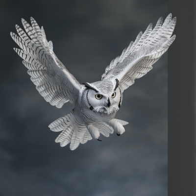 Silver Owl in Flight