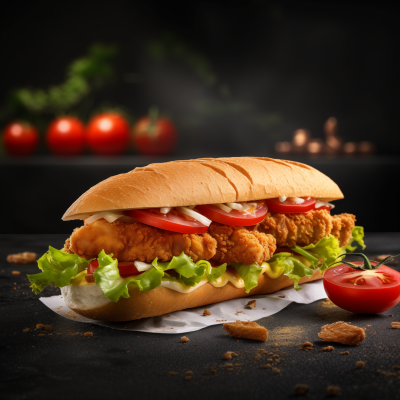 Delicious Spicy Chicken Schnitzel Baguette