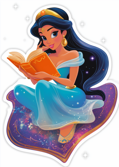 Jasmine Reading on Magic Carpet