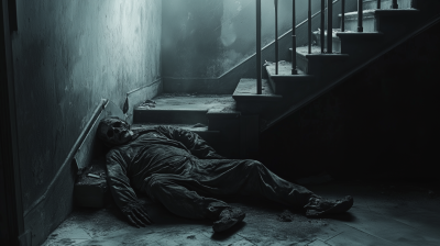 Horror Scene Under the Stairs