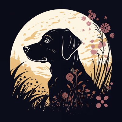 Dog and Floral Silhouette